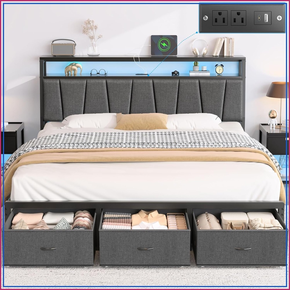 King Size Bed Frame With Storage Drawers - Kingsize bedframe met opbergruimte in het