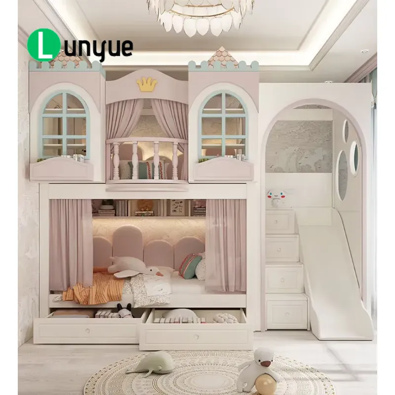 Bunk Bed With Stairs And Slide - Op maat gemaakt stapelbed in prinsessenstijl
