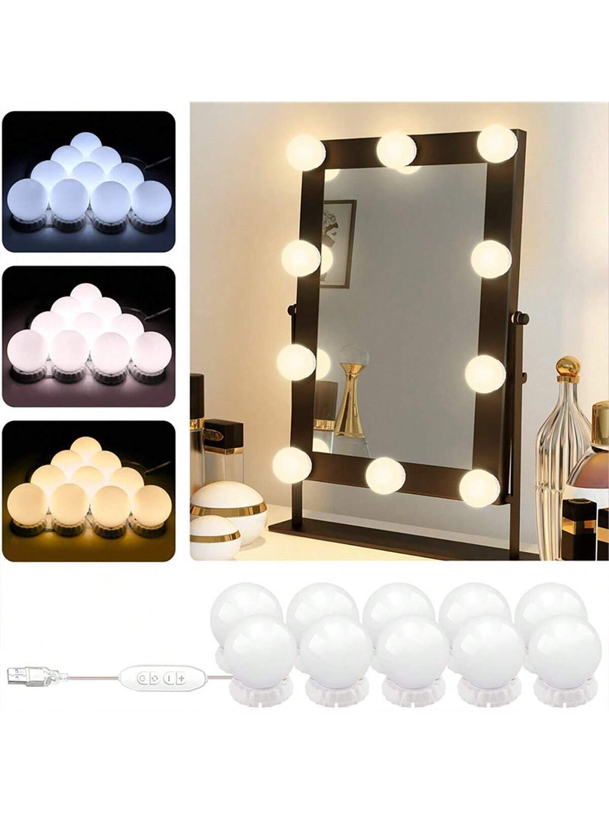Dressing Table Vanity With Lighted Mirror - Nieuwe, afneembare lampen voor professionele make-up