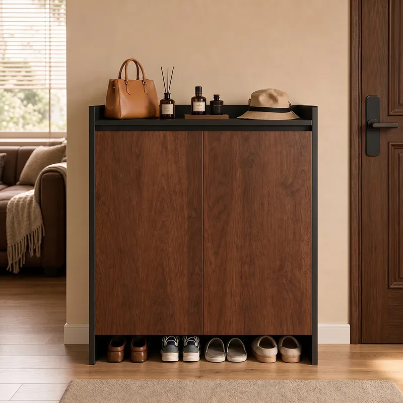 Shoe Rack Cabinet Narrow Entryway - Vintage, smalle schoenenkast met meerdere niveaus,