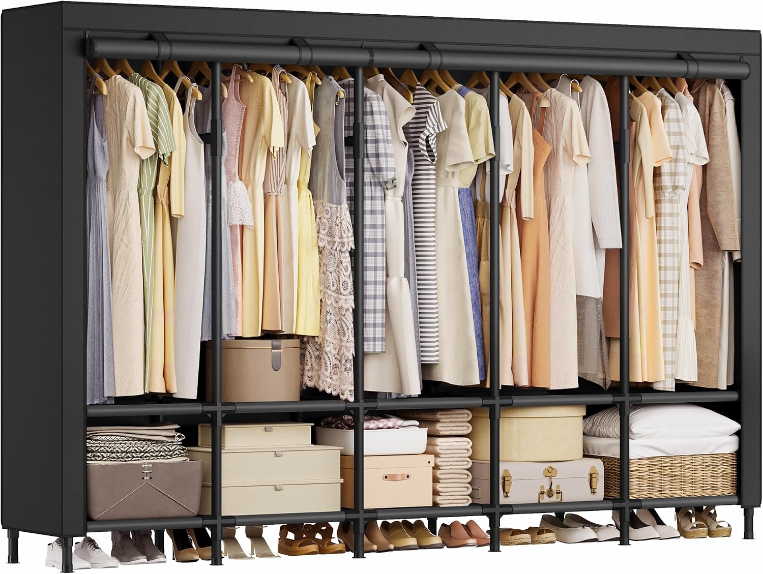 Wardrobe Closet Portable Fabric Cover - Draagbare kledingkast 83,5 inch met 5