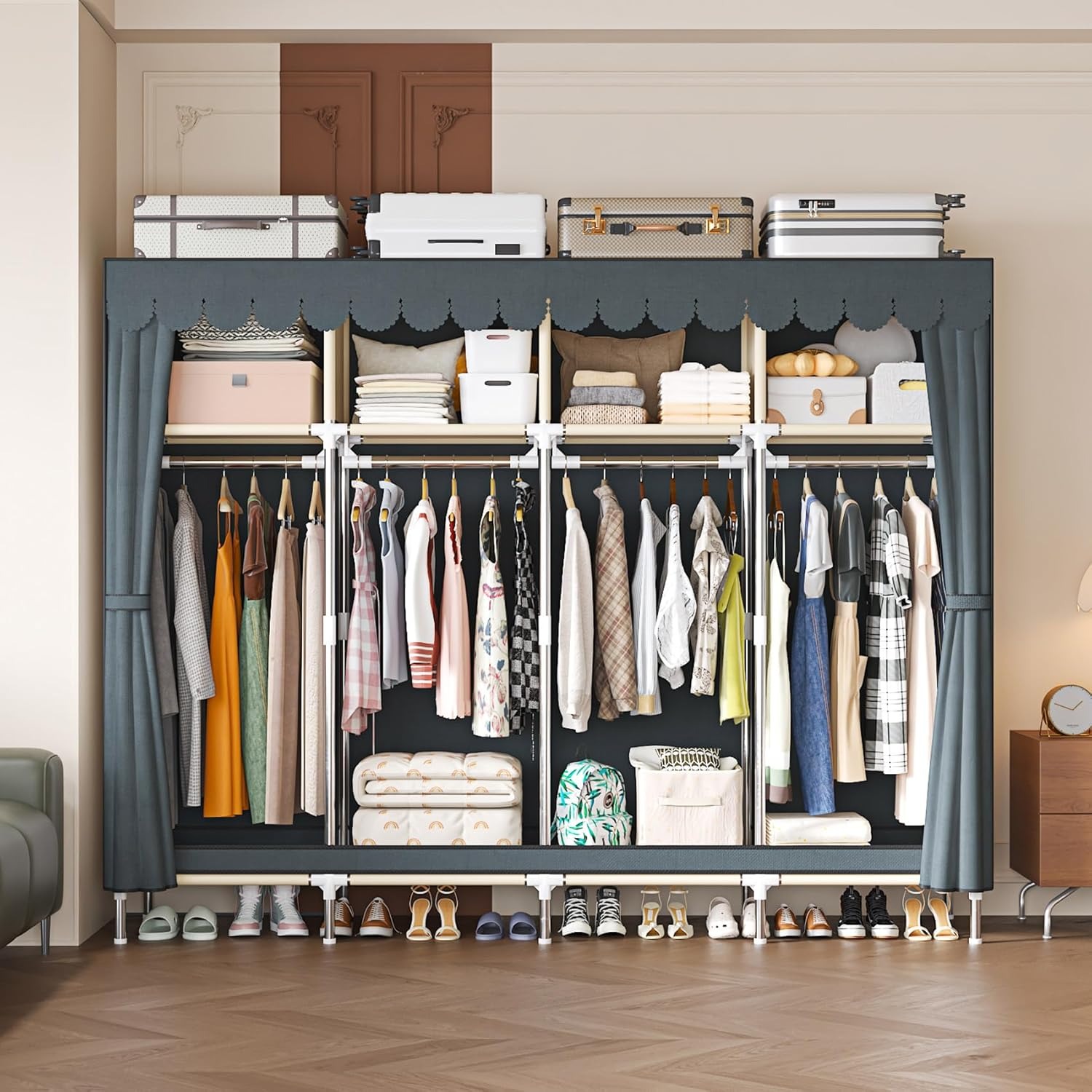 79 inch extra brede, draagbare - Wardrobe Closet Portable Fabric Cover recensie en prijs