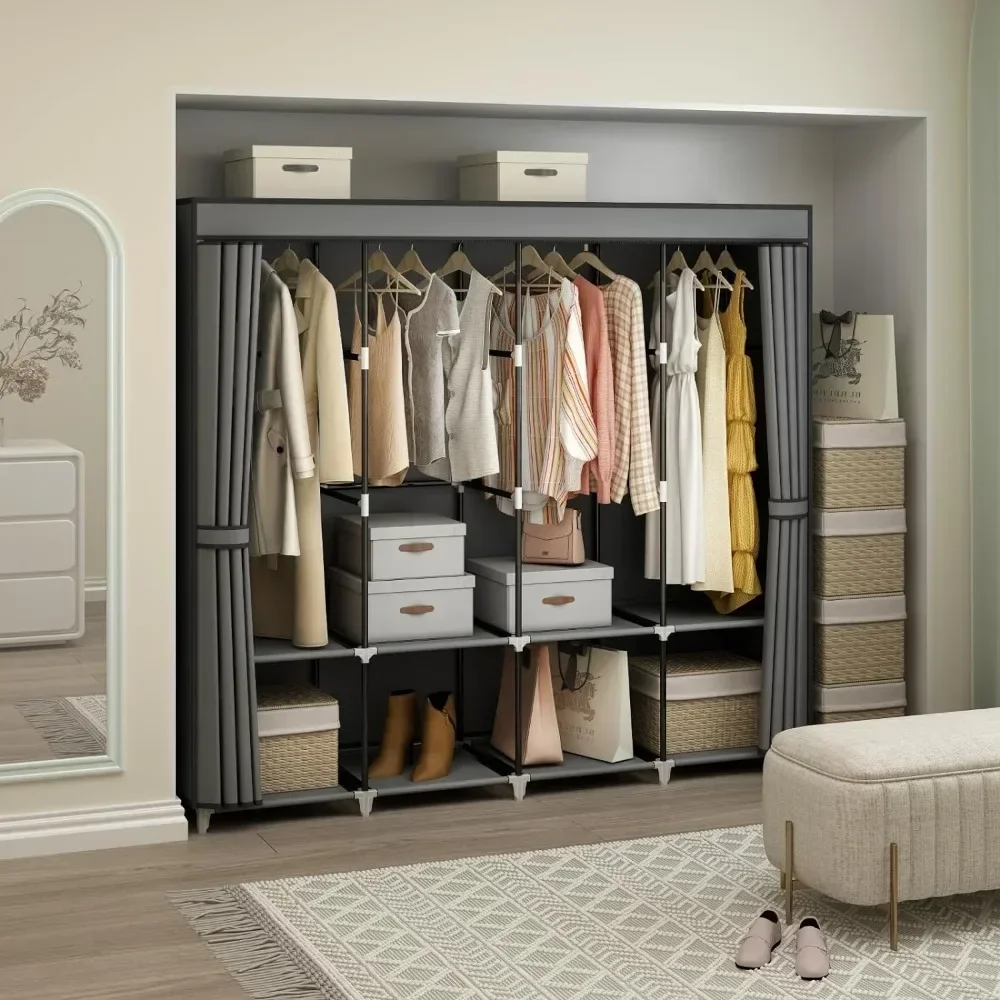 67 inch draagbare kledingkast, - Wardrobe Closet Portable Fabric Cover recensie en prijs