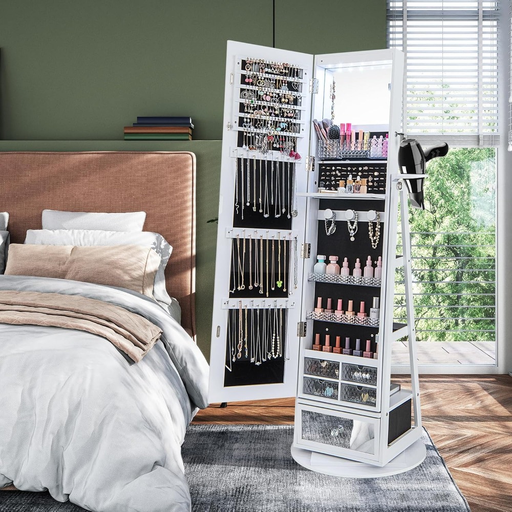 360 °   Draaibare sieradenkast - Full Length Mirror Jewelry Armoire recensie en prijs