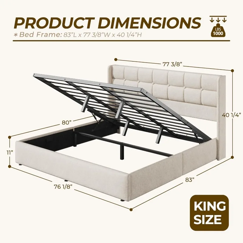 HISOFT Kingsize Opklapbaar Bed - Gas Lift Storage Bed Hydraulic recensie en prijs