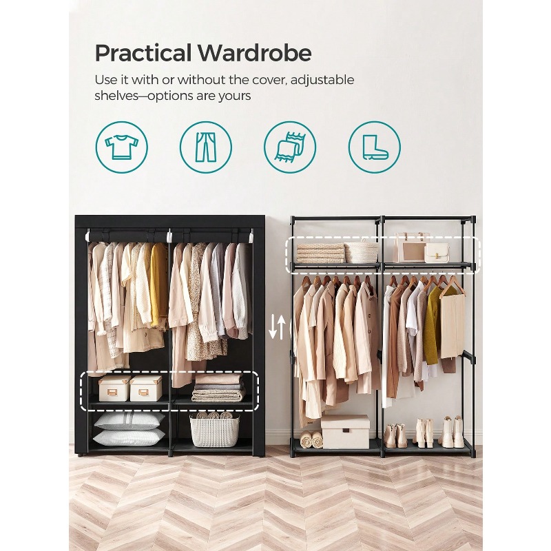 Zwarte kledingkast, draagbare  - Wardrobe Closet Portable Fabric Cover recensie en prijs