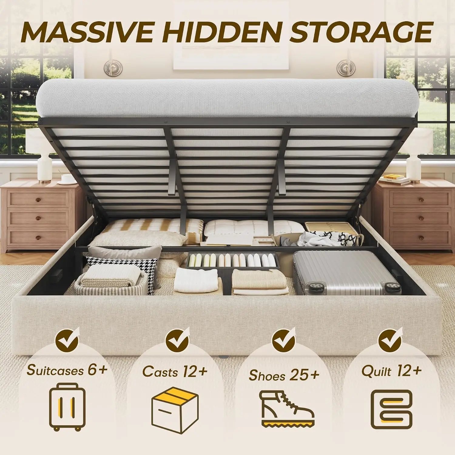 Kingsize opklapbaar bedframe m - Gas Lift Storage Bed Hydraulic recensie en prijs