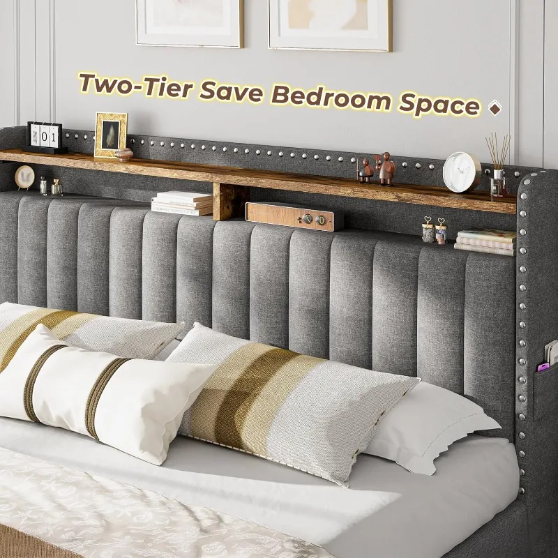 EnHomee gestoffeerd kingsize b - King Size Bed Frame With Storage Drawers recensie en prijs