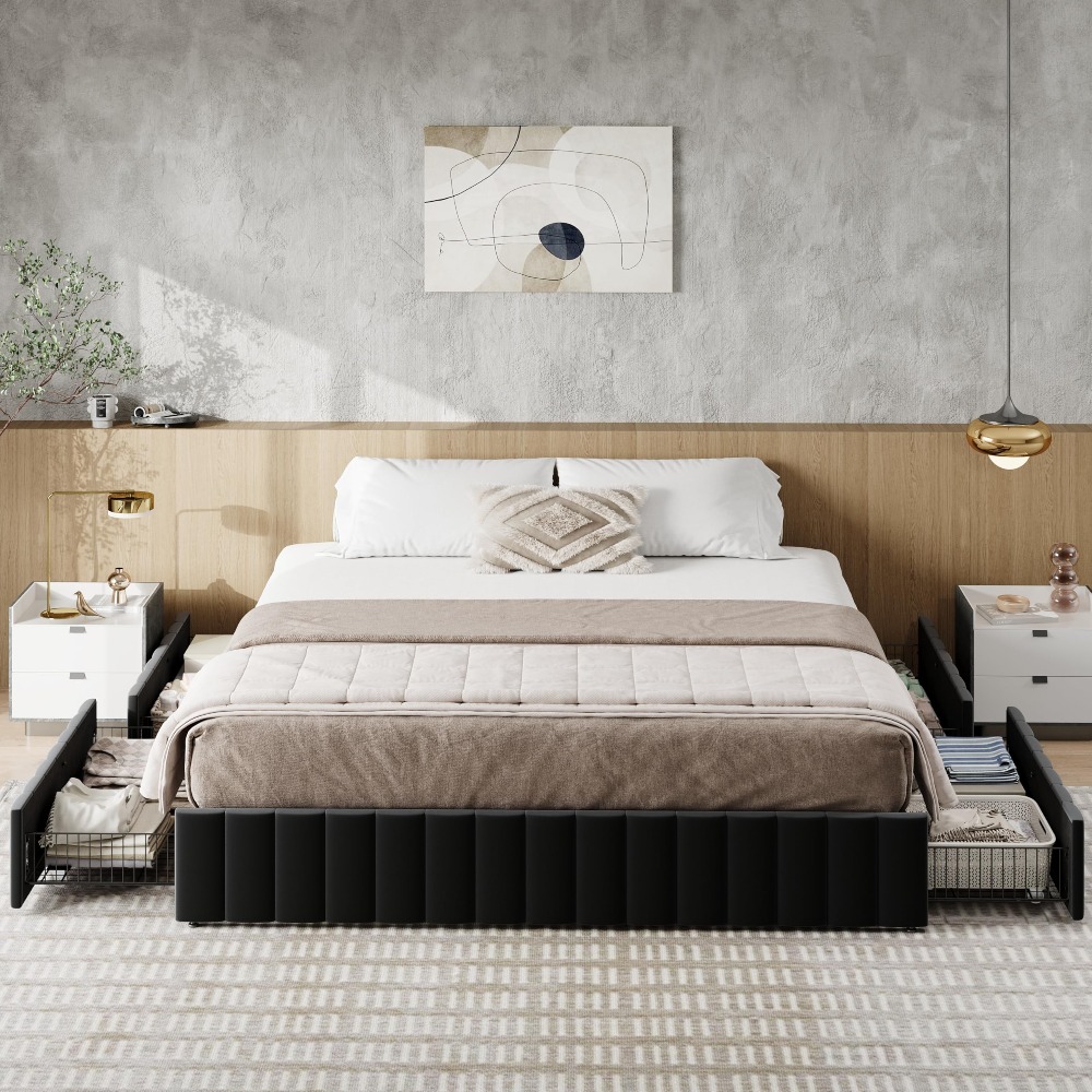 Kingsize platformbedframe met  - King Size Bed Frame With Storage Drawers recensie en prijs