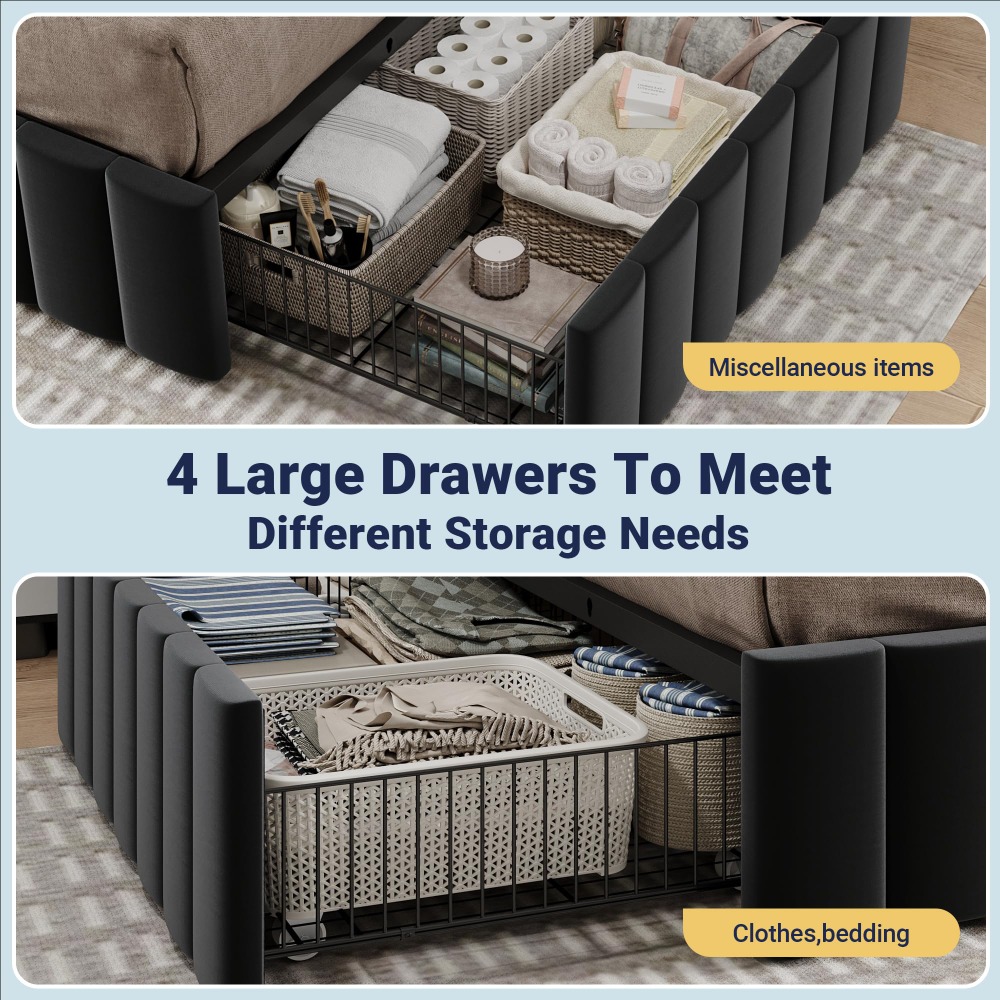 Kingsize platformbedframe met  - King Size Bed Frame With Storage Drawers recensie en prijs