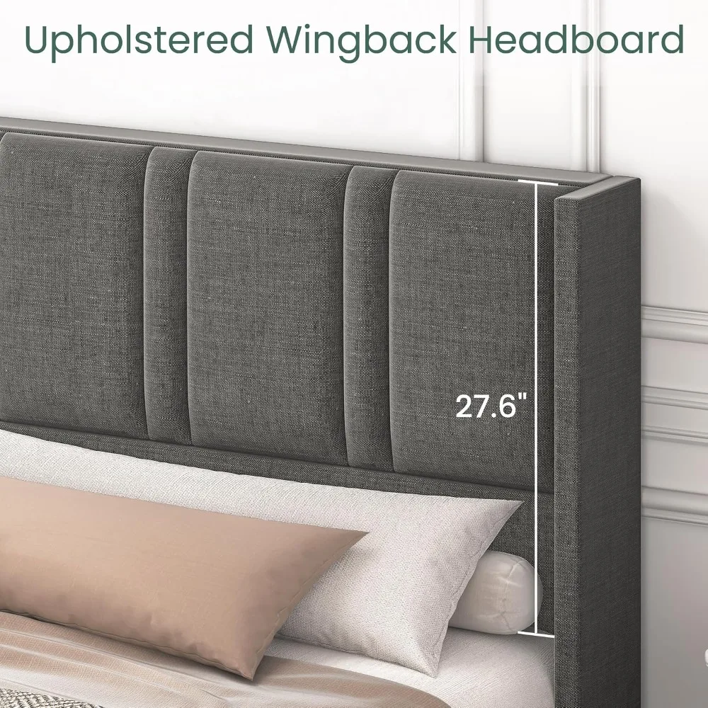 Grote bedframe met linnen bekl - King Size Bed Frame With Storage Drawers recensie en prijs