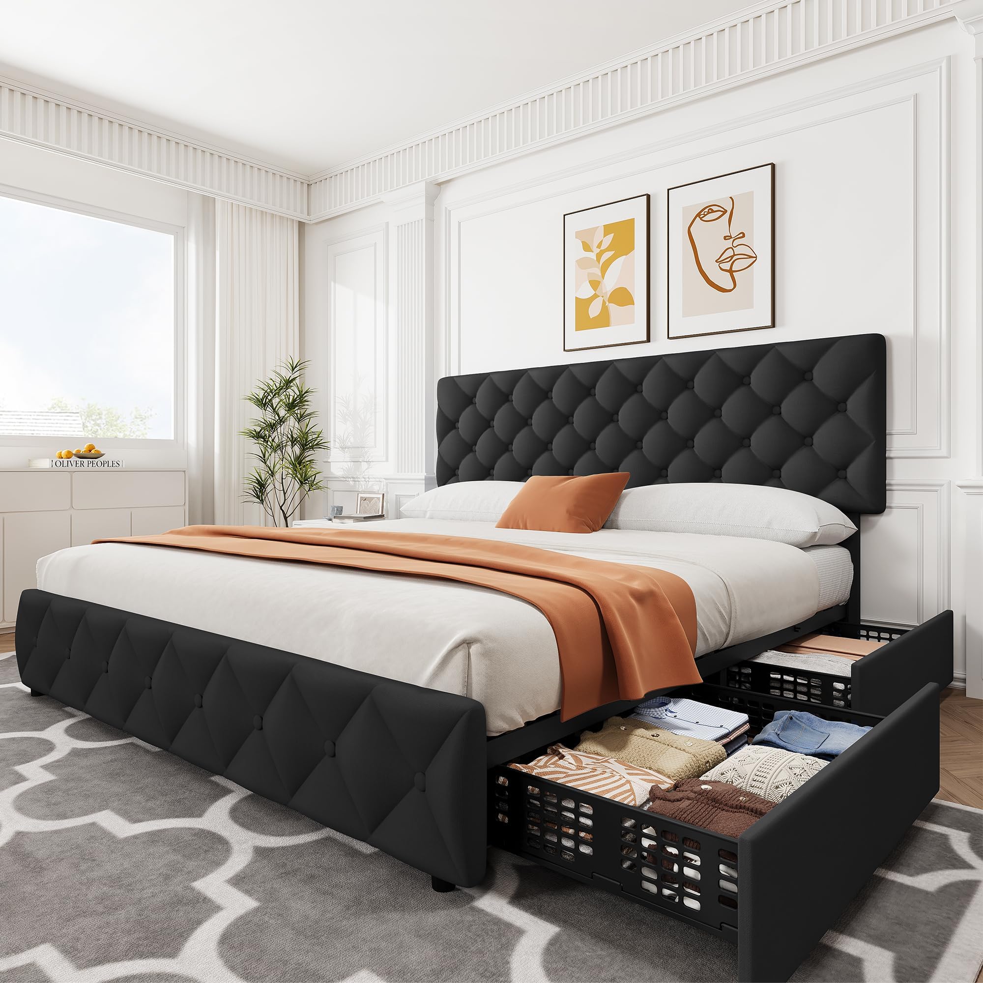 Bedframe in kingsize, met 4 op - King Size Bed Frame With Storage Drawers recensie en prijs