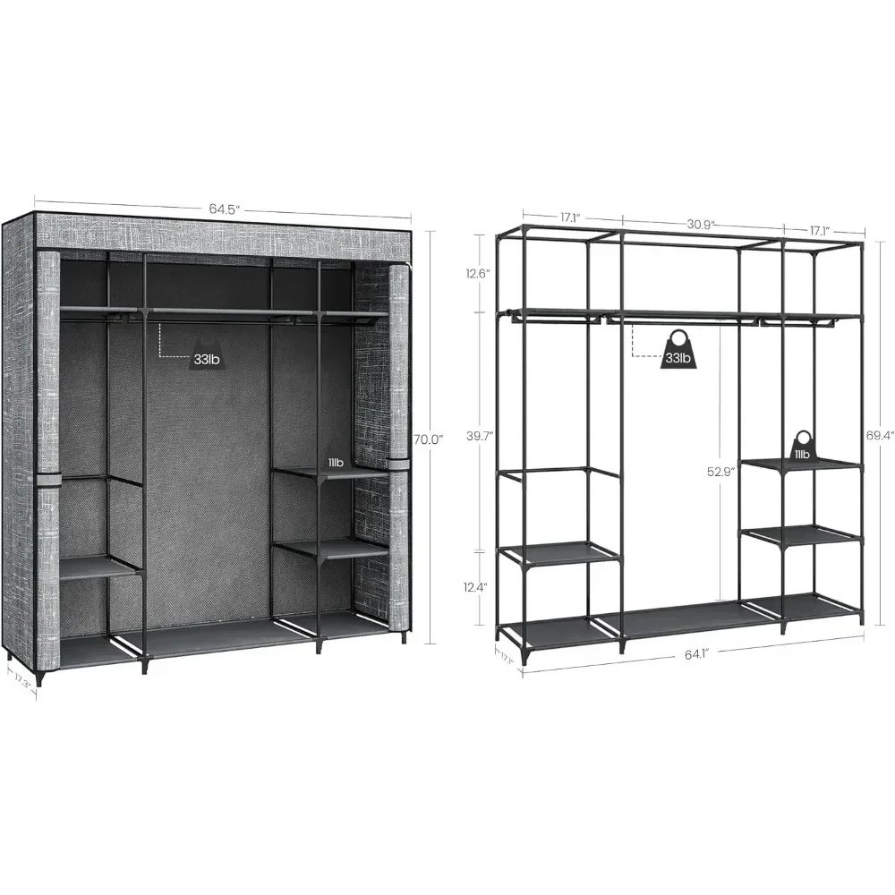 Kastkast, 64,5-inch draagbare  - Wardrobe Closet Portable Fabric Cover recensie en prijs