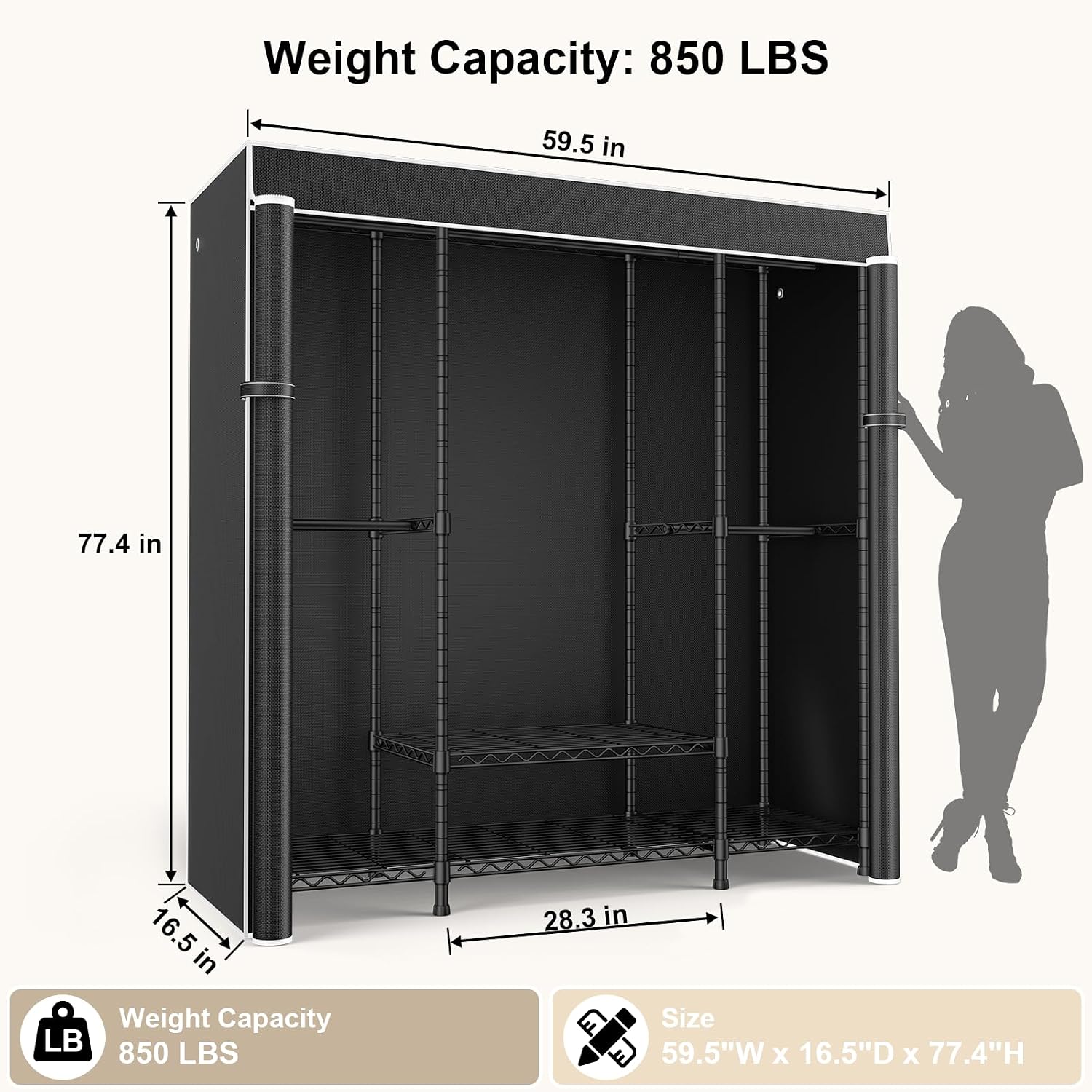 E3C Robuuste, draagbare kledin - Wardrobe Closet Portable Fabric Cover recensie en prijs