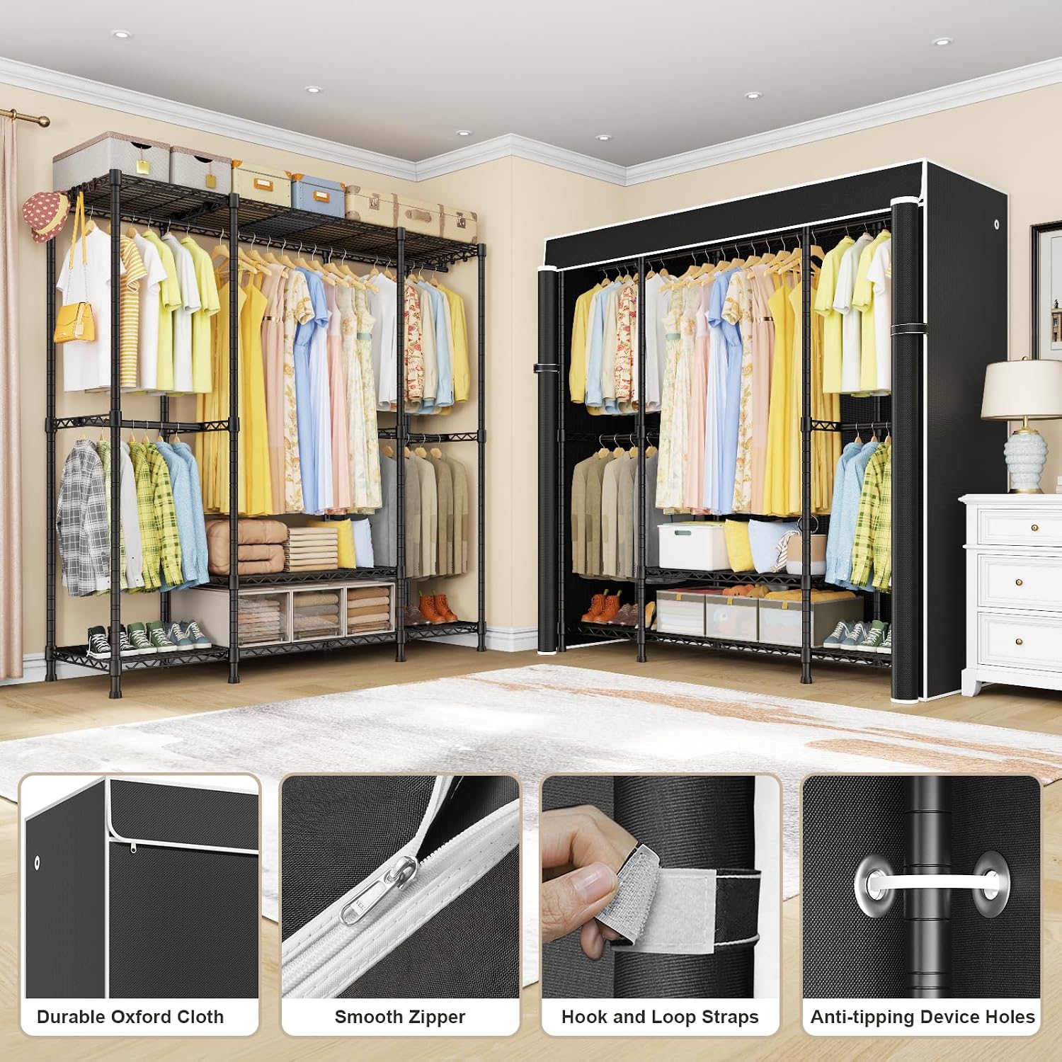 E3C Robuuste, draagbare kledin - Wardrobe Closet Portable Fabric Cover recensie en prijs