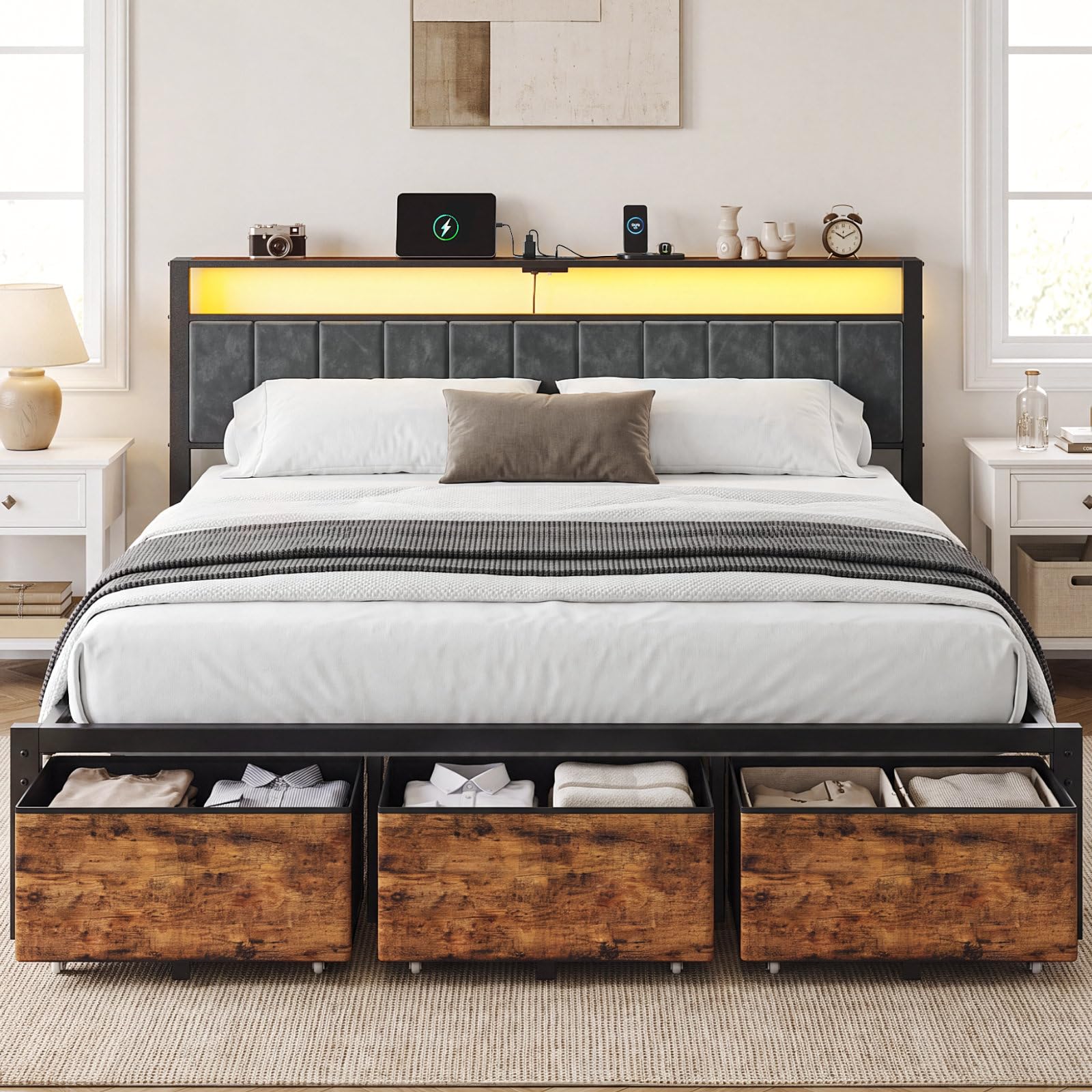 Bedframe in kingsize met opber - King Size Bed Frame With Storage Drawers recensie en prijs