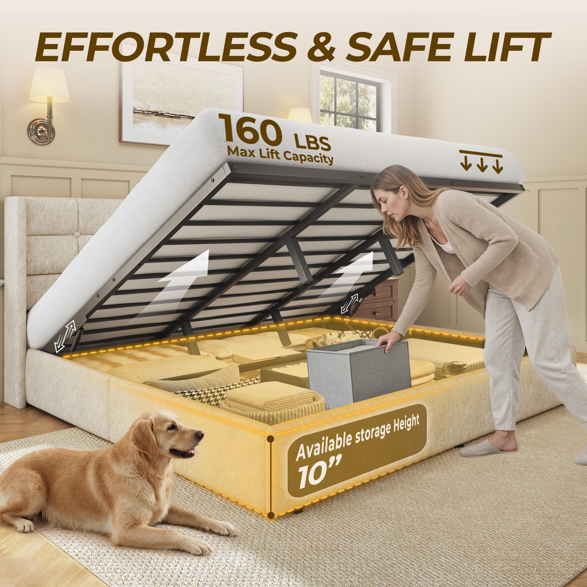 HIT King Size bed met opklapba - Gas Lift Storage Bed Hydraulic recensie en prijs