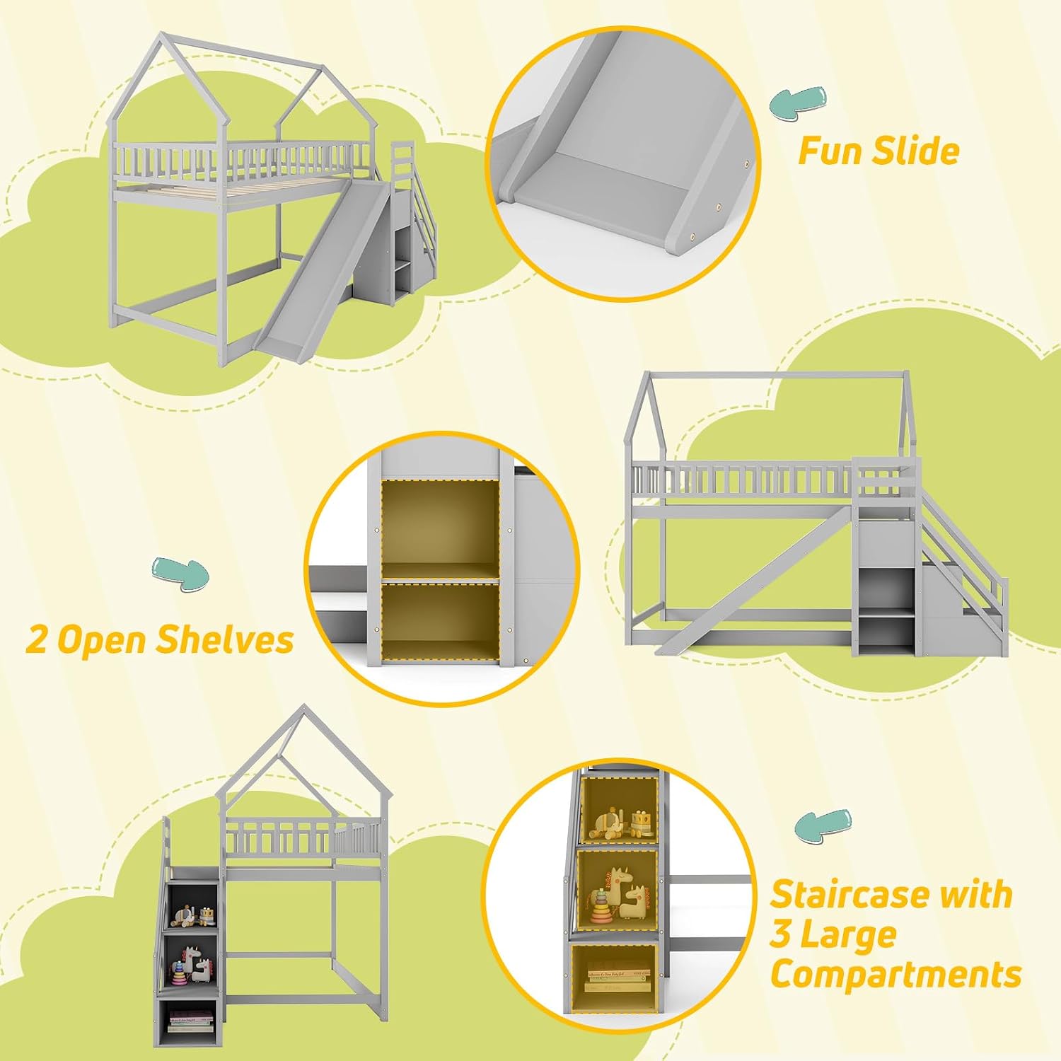 Twee-laags stapelbed met glijb - Bunk Bed With Stairs And Slide recensie en prijs