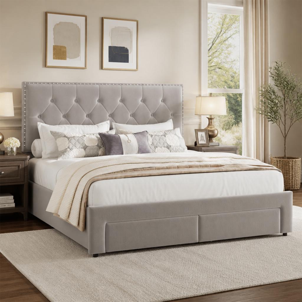 Bedframe in kingsize, met 2 op - King Size Bed Frame With Storage Drawers recensie en prijs
