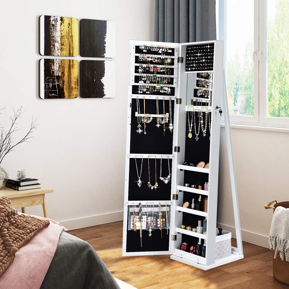 Staande sieradenkast met spieg - Full Length Mirror Jewelry Armoire recensie en prijs