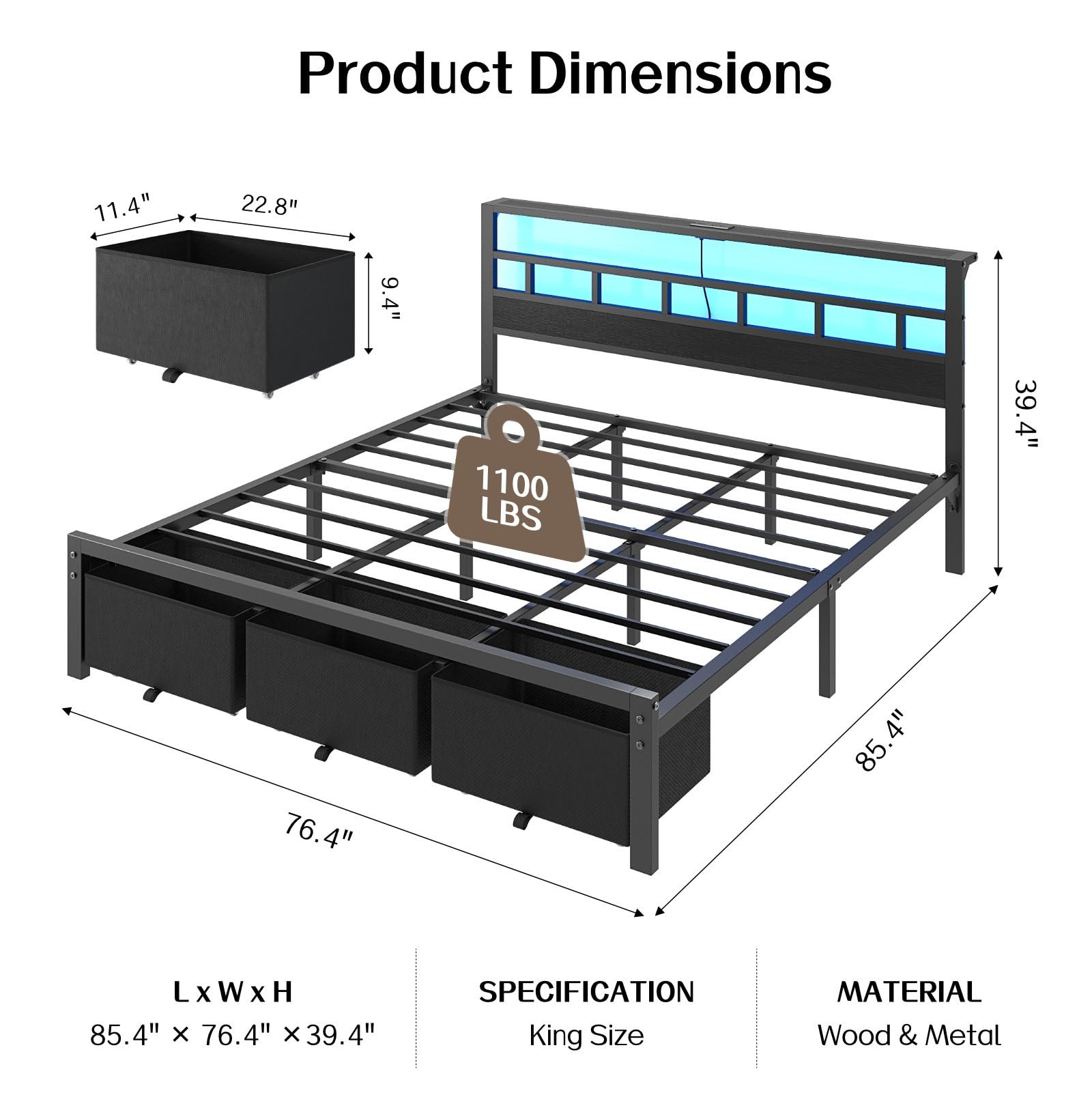 Bedframe in kingsize met 3 opb - King Size Bed Frame With Storage Drawers recensie en prijs