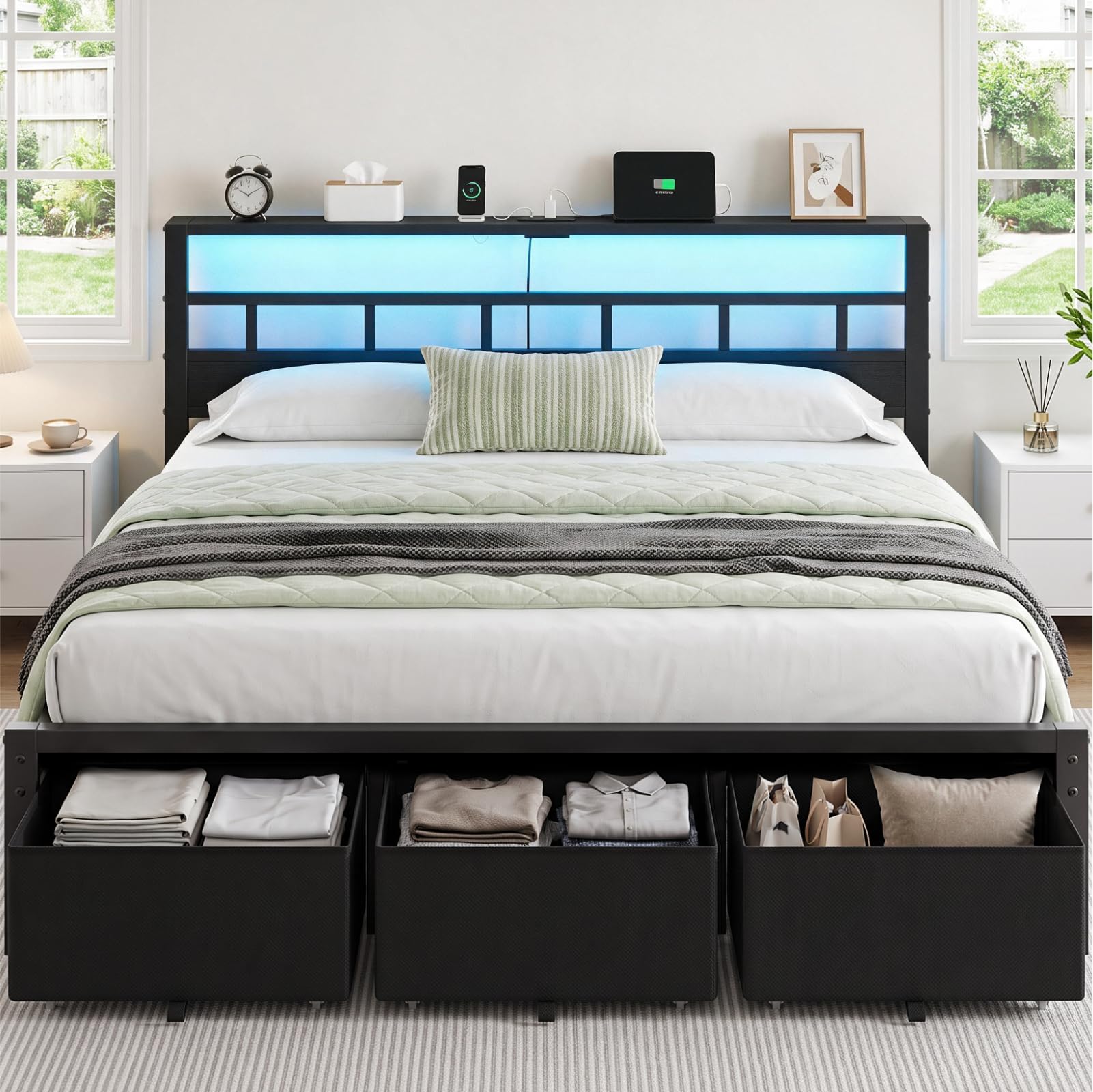 Bedframe in kingsize met 3 opb - King Size Bed Frame With Storage Drawers recensie en prijs