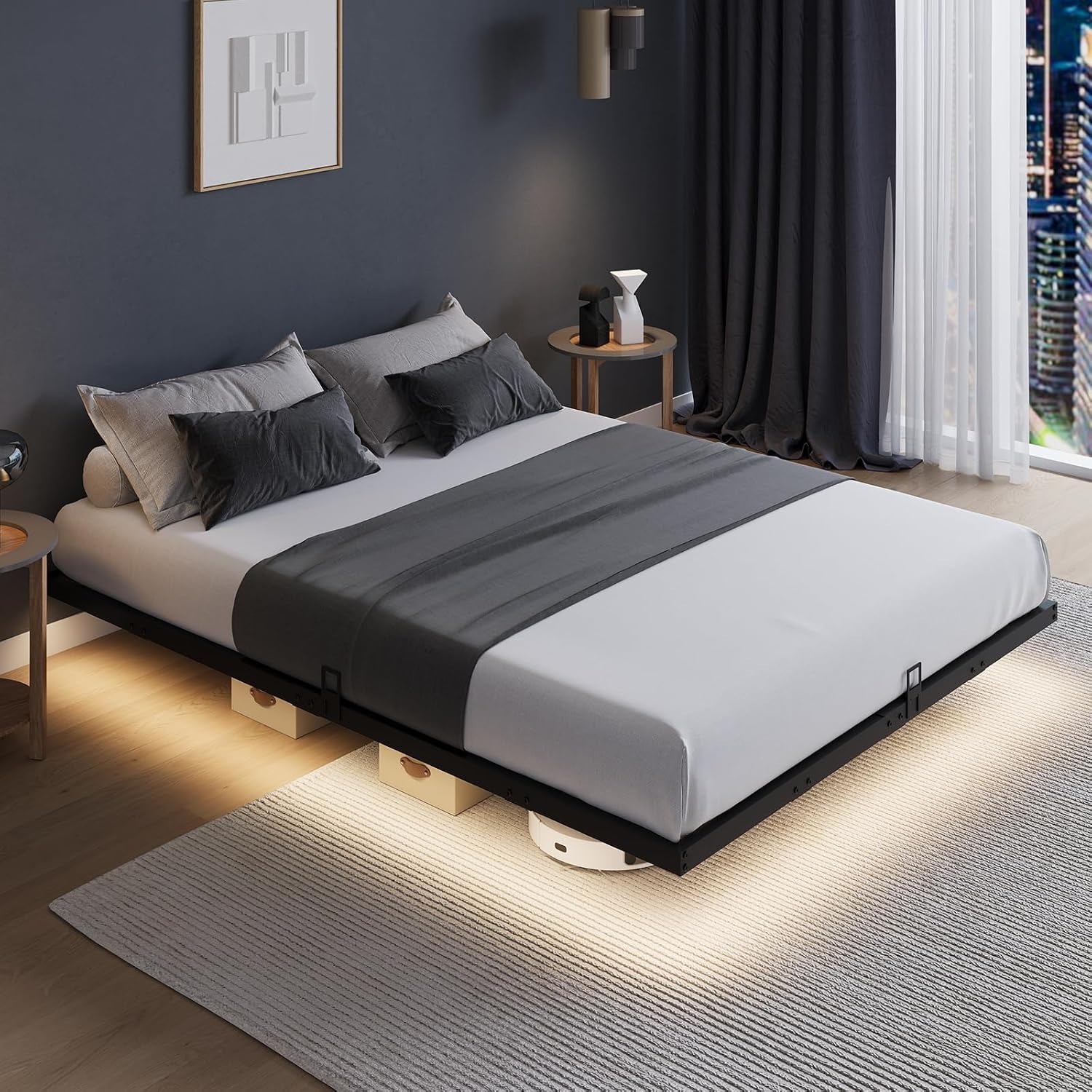 Drijvend bedframe met LED-verl - Memory Foam Mattress In A Box Queen recensie en prijs